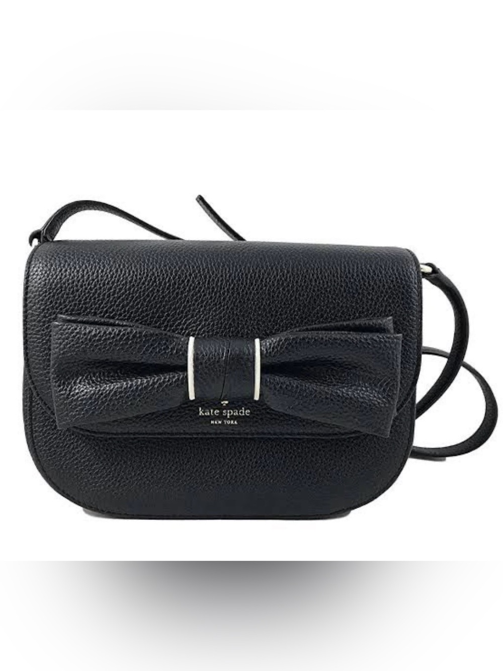 kate spade black pebbled leather bow crossbody